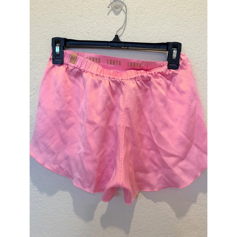 Lunya Washable Silk Tank & Shorts Tulip Back Pajama Set in Etude Pink XS